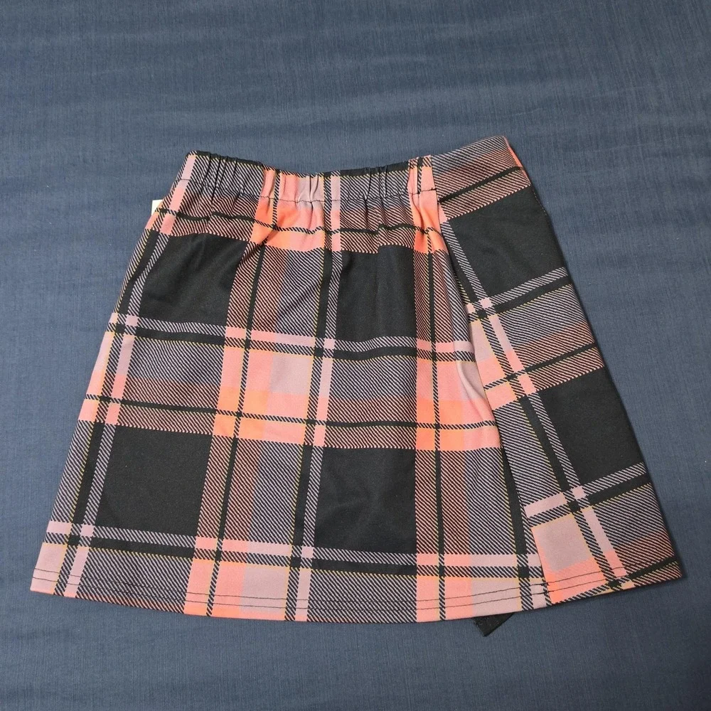 Charlotte Skirt Girls 8 Multicolor Plaid Wrap Elastic Waist Bow Short Fall